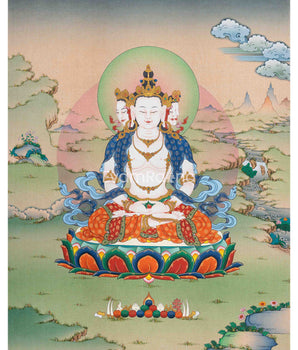 Thangka Artistry of Vairocana Buddha | Thangka Print of Universal Harmony | High Quality Print For Thangka Print