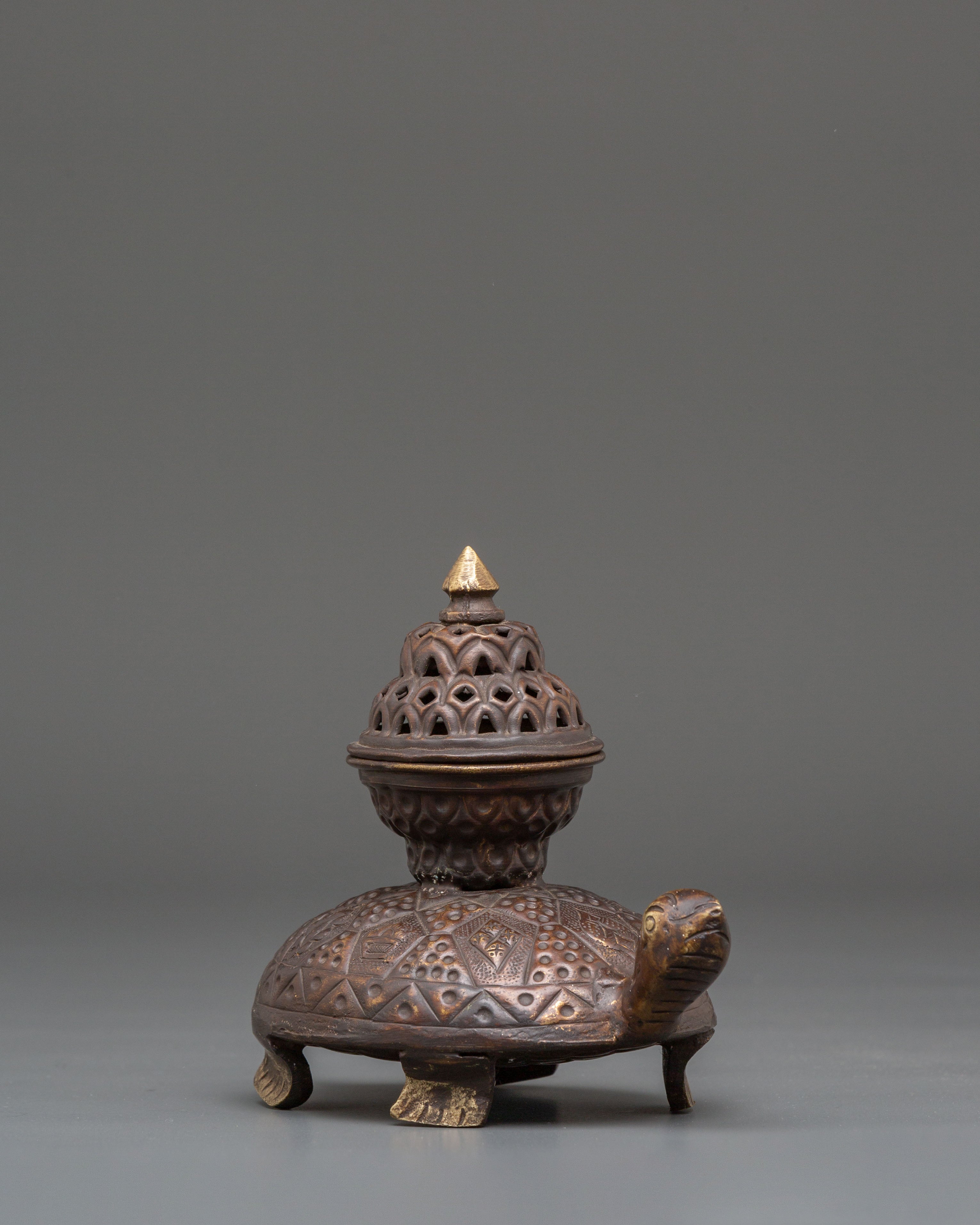 Sacred Turtle Incense Burner | Handcrafted Brass Incense Holder