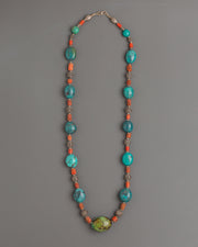 Turquoise and Coral Beaded Mala