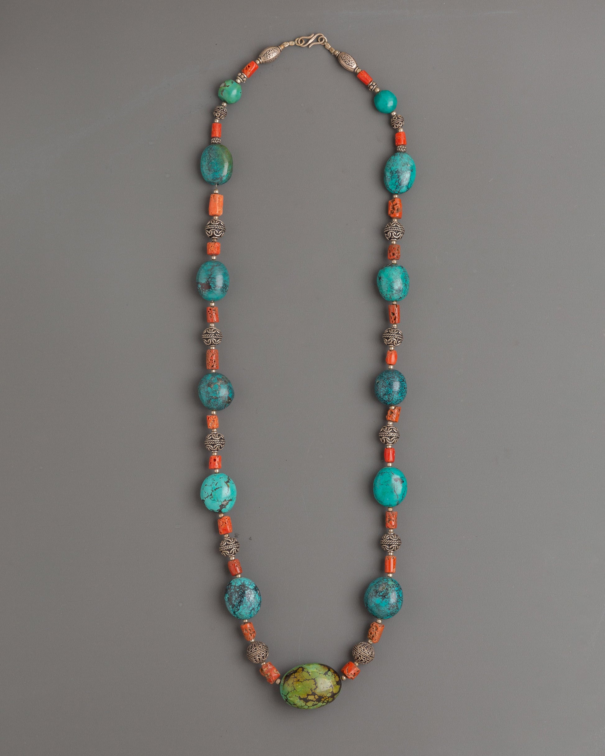 Turquoise and Coral Beaded Mala