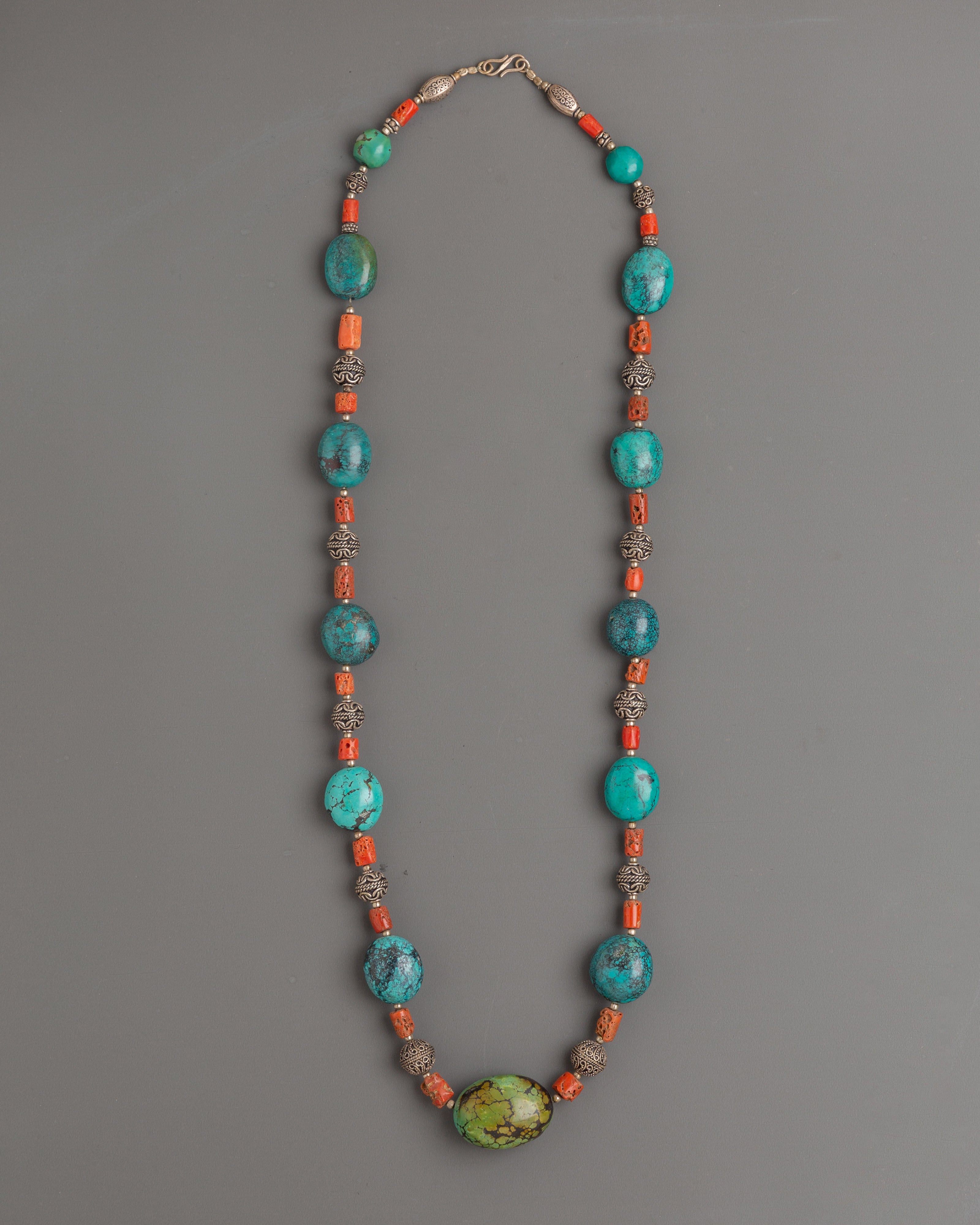 Turquoise and Coral Beaded Mala