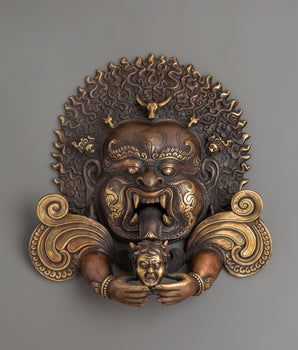 Handmade Kirtimukha Brass Wall Hanging | Mahakala Protective Deity Mask