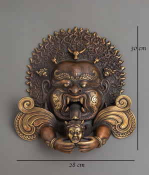 Handmade Kirtimukha Brass Wall Hanging | Mahakala Protective Deity Mask