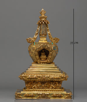 Sacred Tibetan Buddhist Stupa | Gilt Copper Meditation Shrine