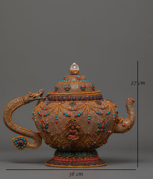 Green Tara Carved Tea Pot | Mother of All Buddhas