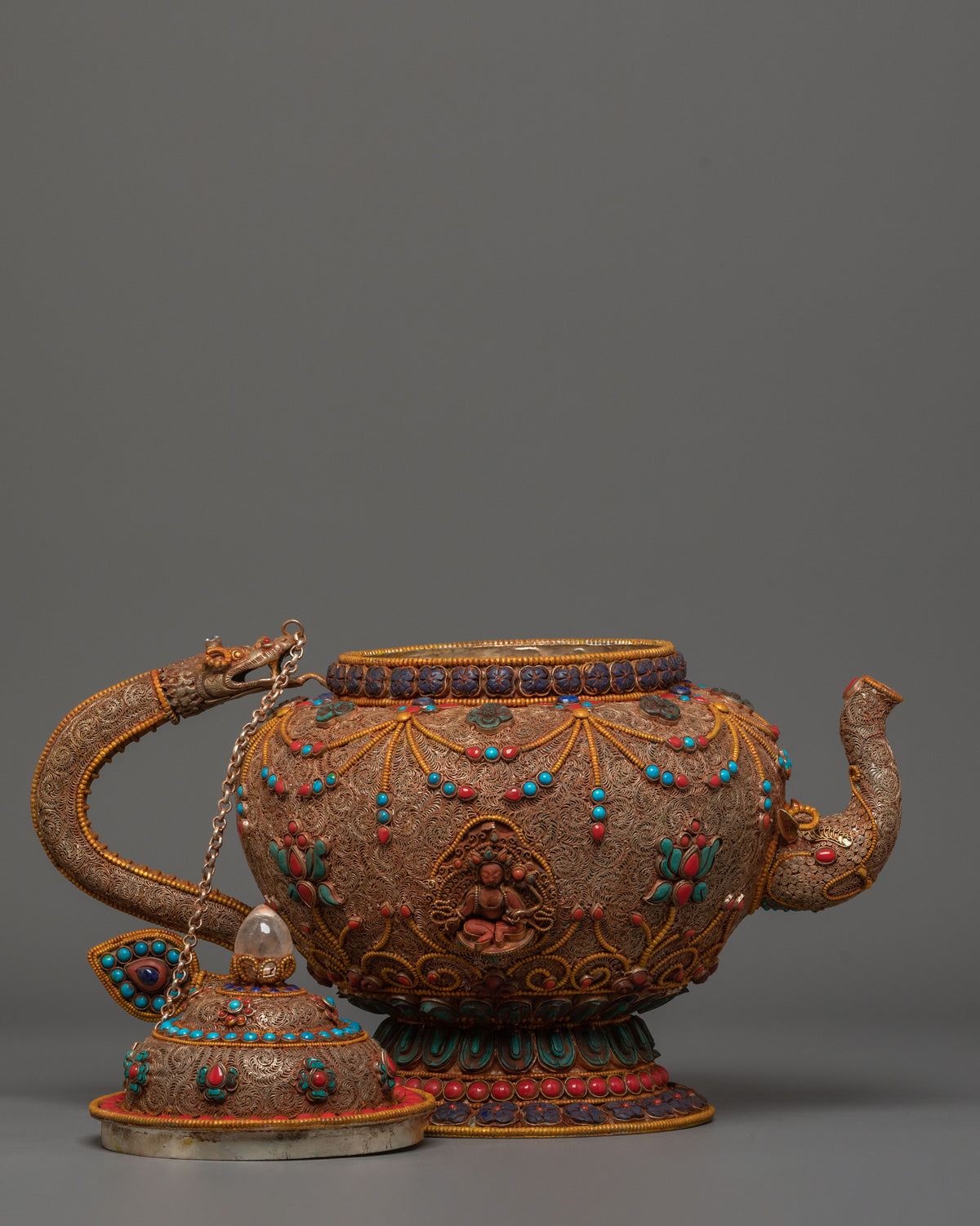 Green Tara Carved Tea Pot | Mother of All Buddhas