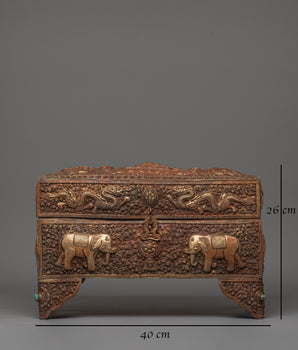 Handmade Tibetan Box | Dragon and Elephant Motifs