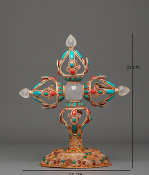 Sacred Tibetan Buddhist Vishva Vajra | Double Vajra Ritual Altar Piece