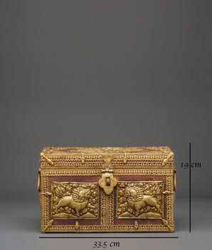 Tibetan Buddhist Box | Box with Guardian Lion Motifs