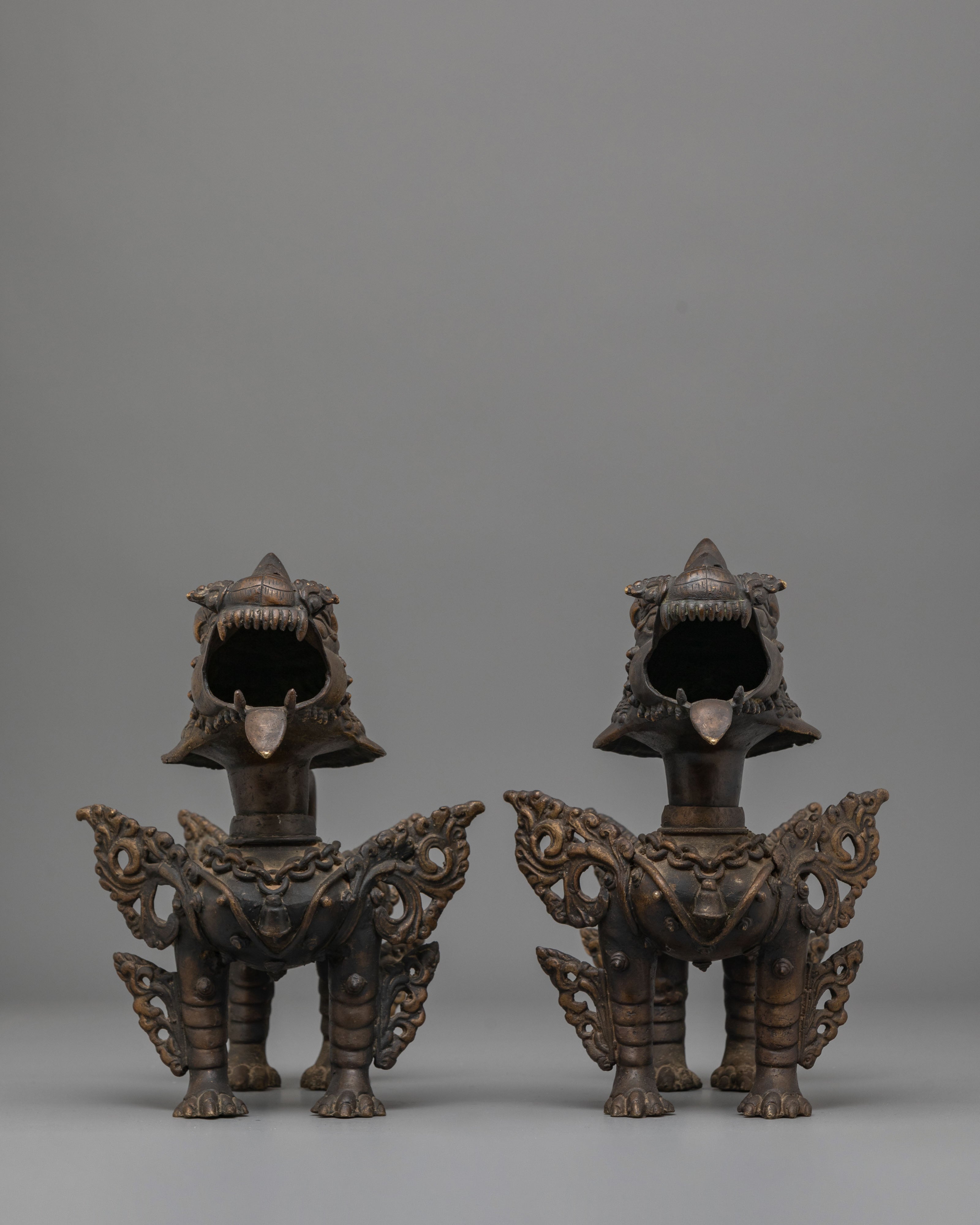 Traditional Tibetan Lion Set | Guardian Lions for Spiritual Decor