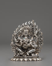 Silver Plated Mahakala Statue | Protector Deity in Tibetan Buddhism