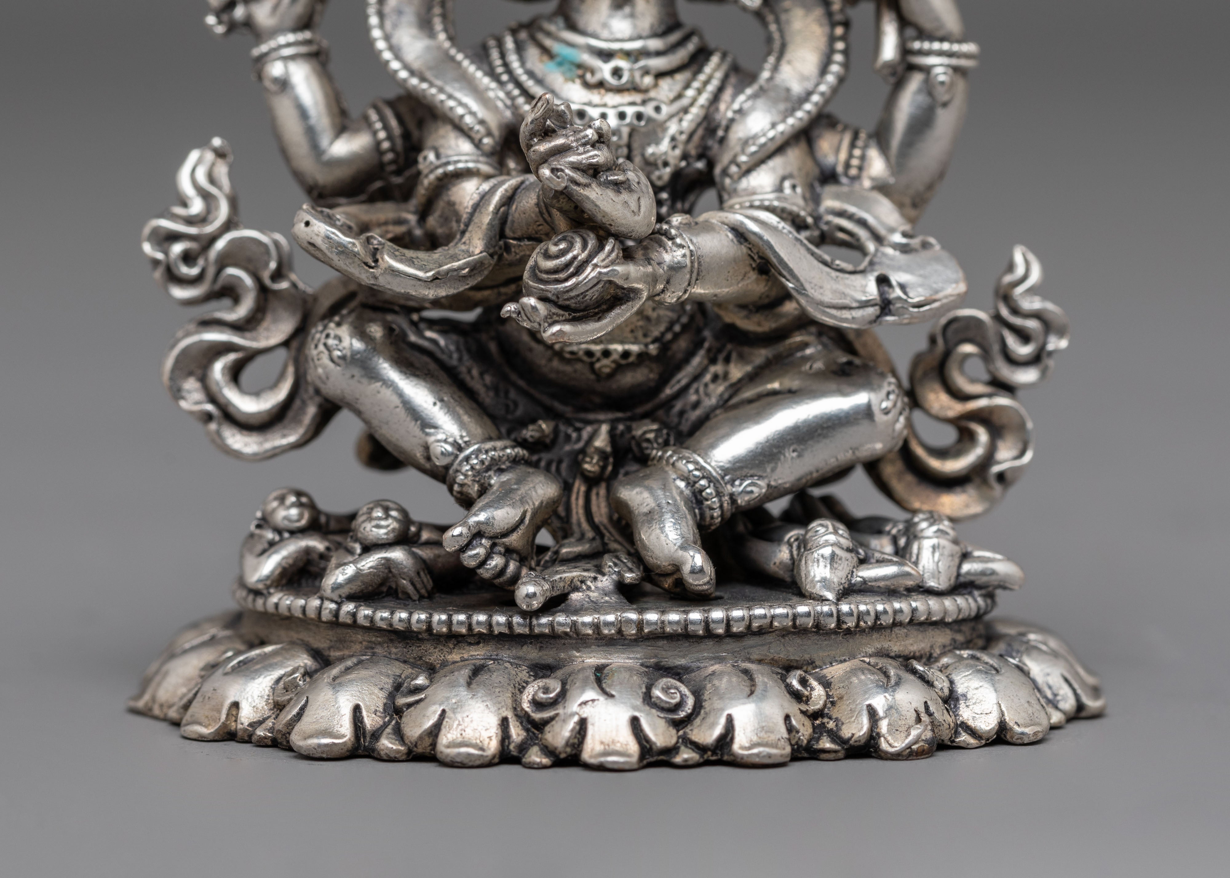 Silver Plated Mahakala Statue | Protector Deity in Tibetan Buddhism