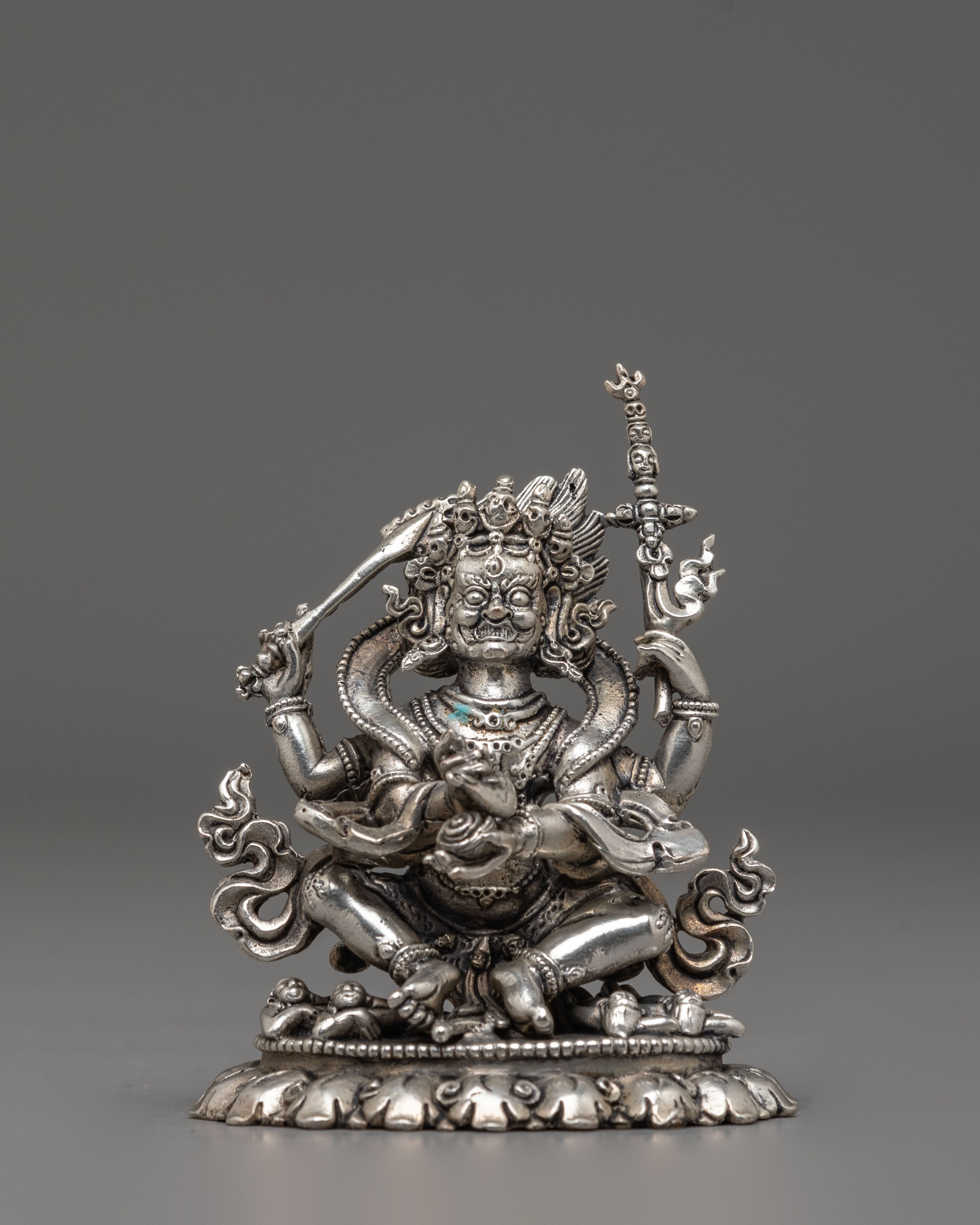 Tibetan Statue of 4 Armed Mahakala | Spiritual Protection Idol