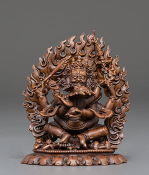 Buddhist Guardian 4 Armed Mahakala | Tibetan Wrathful God Figurine
