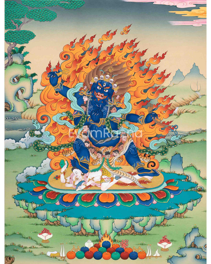 Vajrapani Thangka Print's Fearless Aura | Fearless and Mighty | Thangka Print for Spiritual Strength