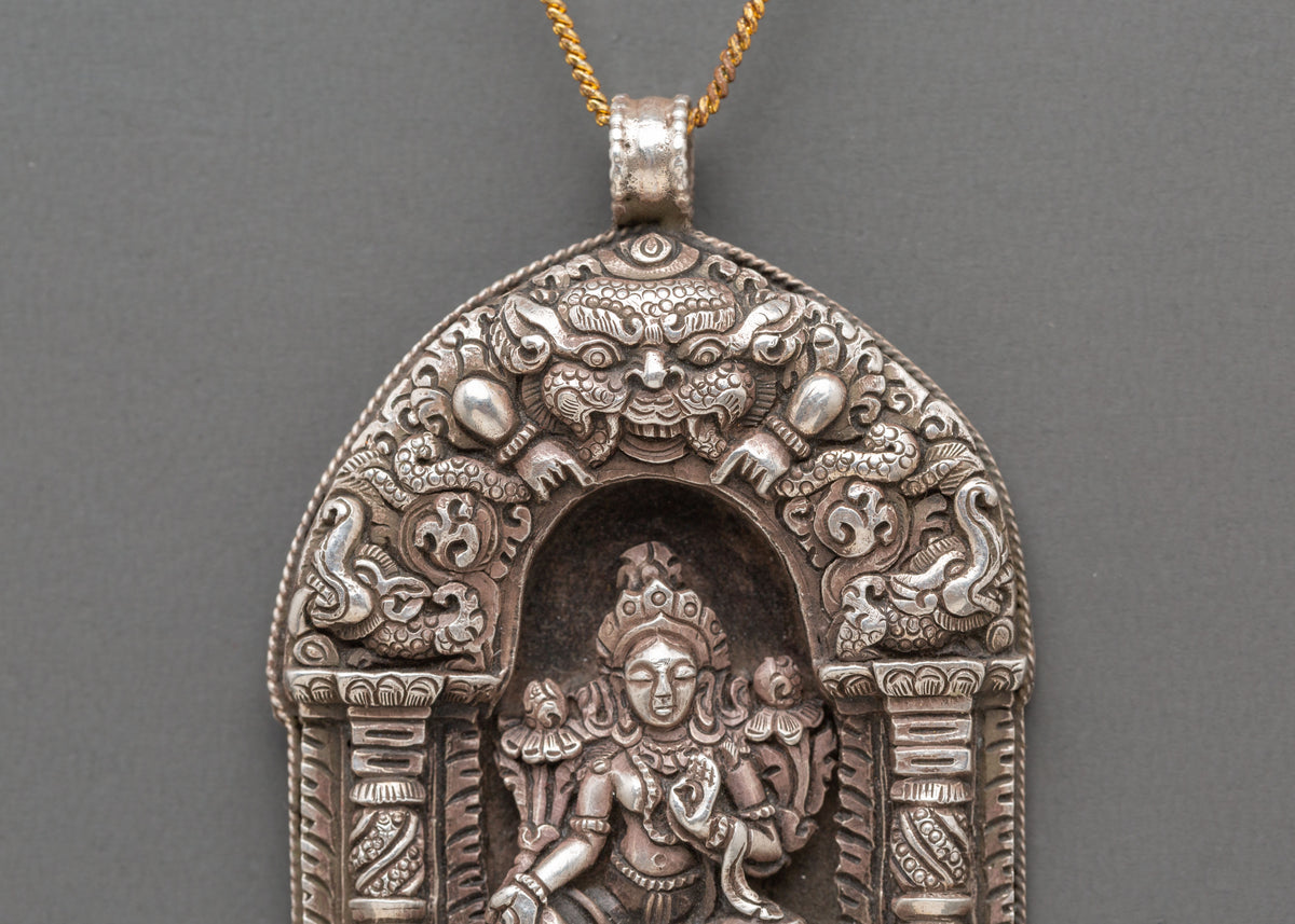 Handmade Green Tara Silver Locket | Tibetan Buddhist Protection Amulet