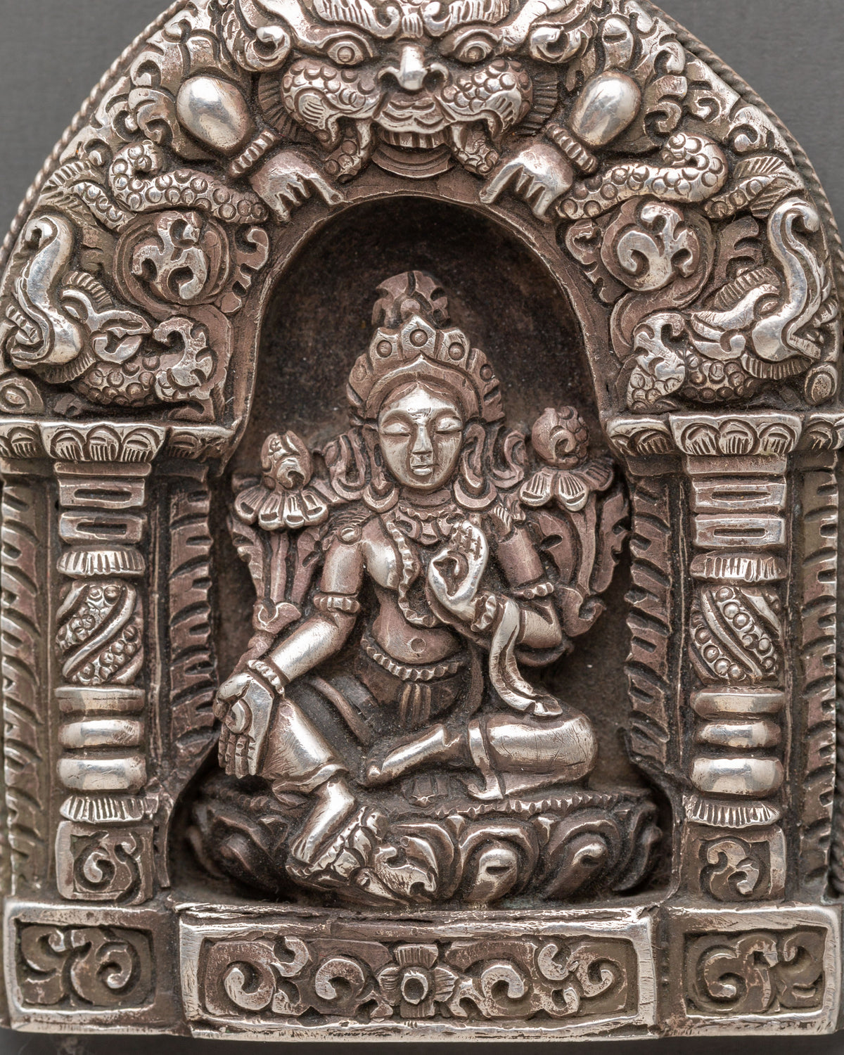 Handmade Green Tara Silver Locket | Tibetan Buddhist Protection Amulet