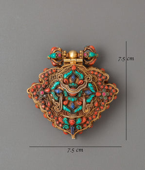 Spiritual Tibetan Ghau Box Locket | Green Tara Buddhist Amulet Pendant