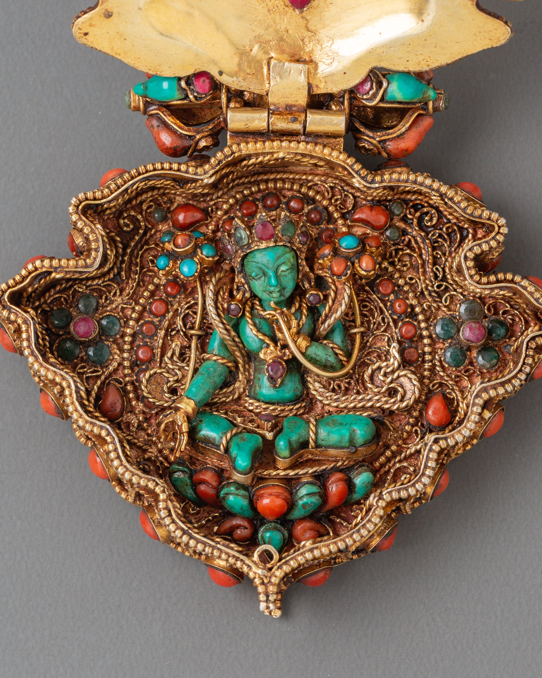 Spiritual Tibetan Ghau Box Locket | Green Tara Buddhist Amulet Pendant