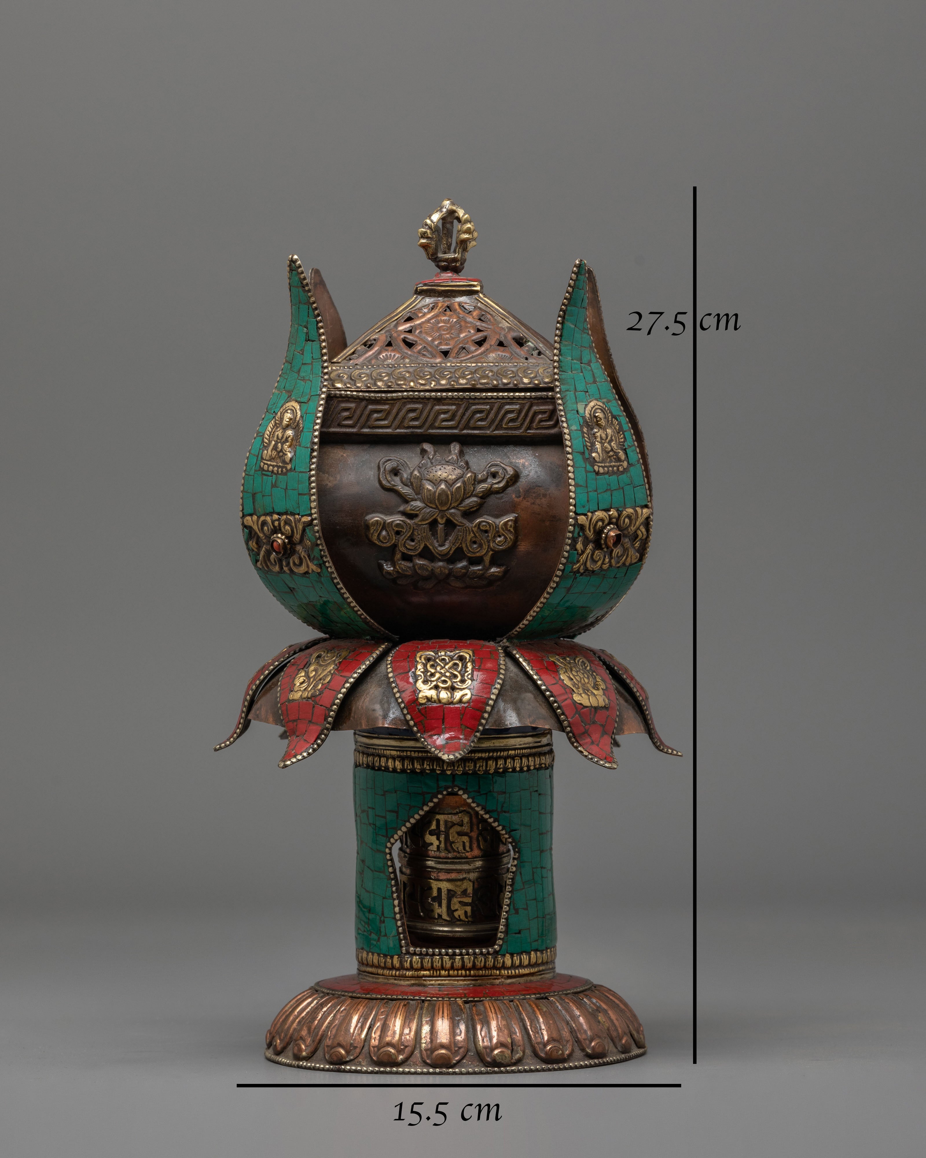 Lotus Design Incense Burner | Handcrafted Copper Buddhist Censer