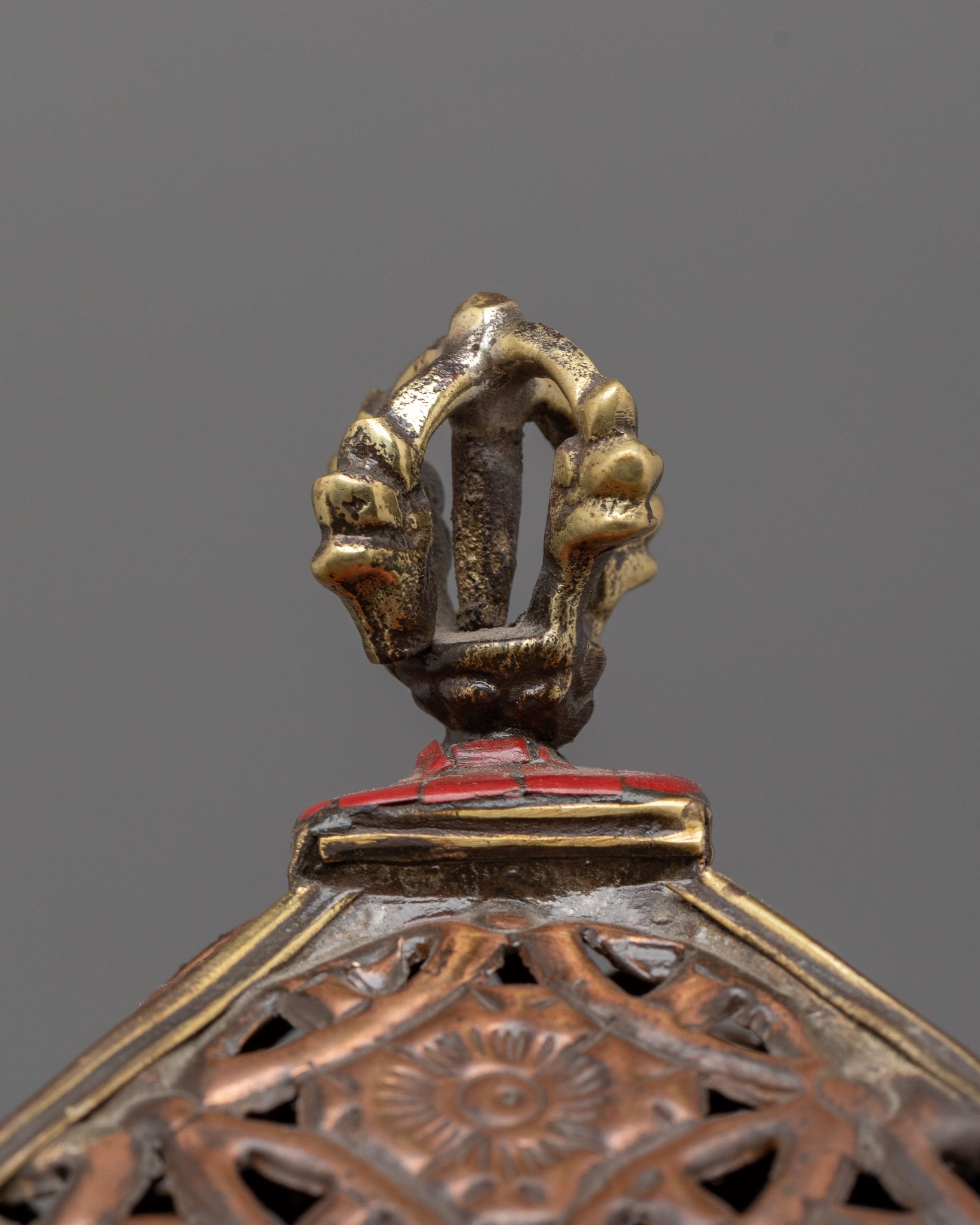 Lotus Design Incense Burner | Handcrafted Copper Buddhist Censer