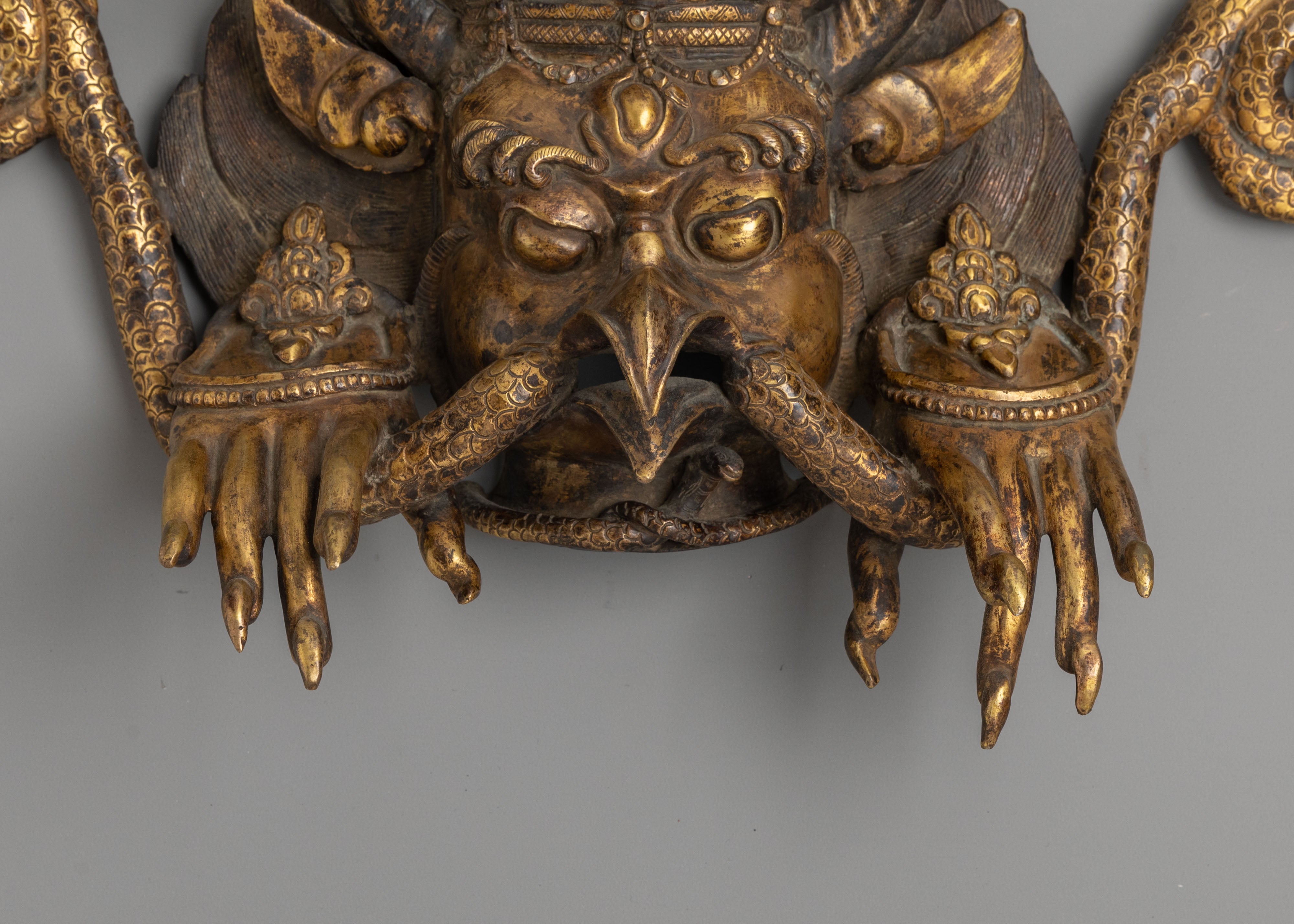 Handmade Buddhist Deity Garuda Wall Hanging | Mythical Bird Sculpture