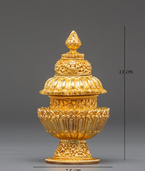 Ceremonial Rice Pot | Tibetan Buddhist Offering Vessel for Ritual