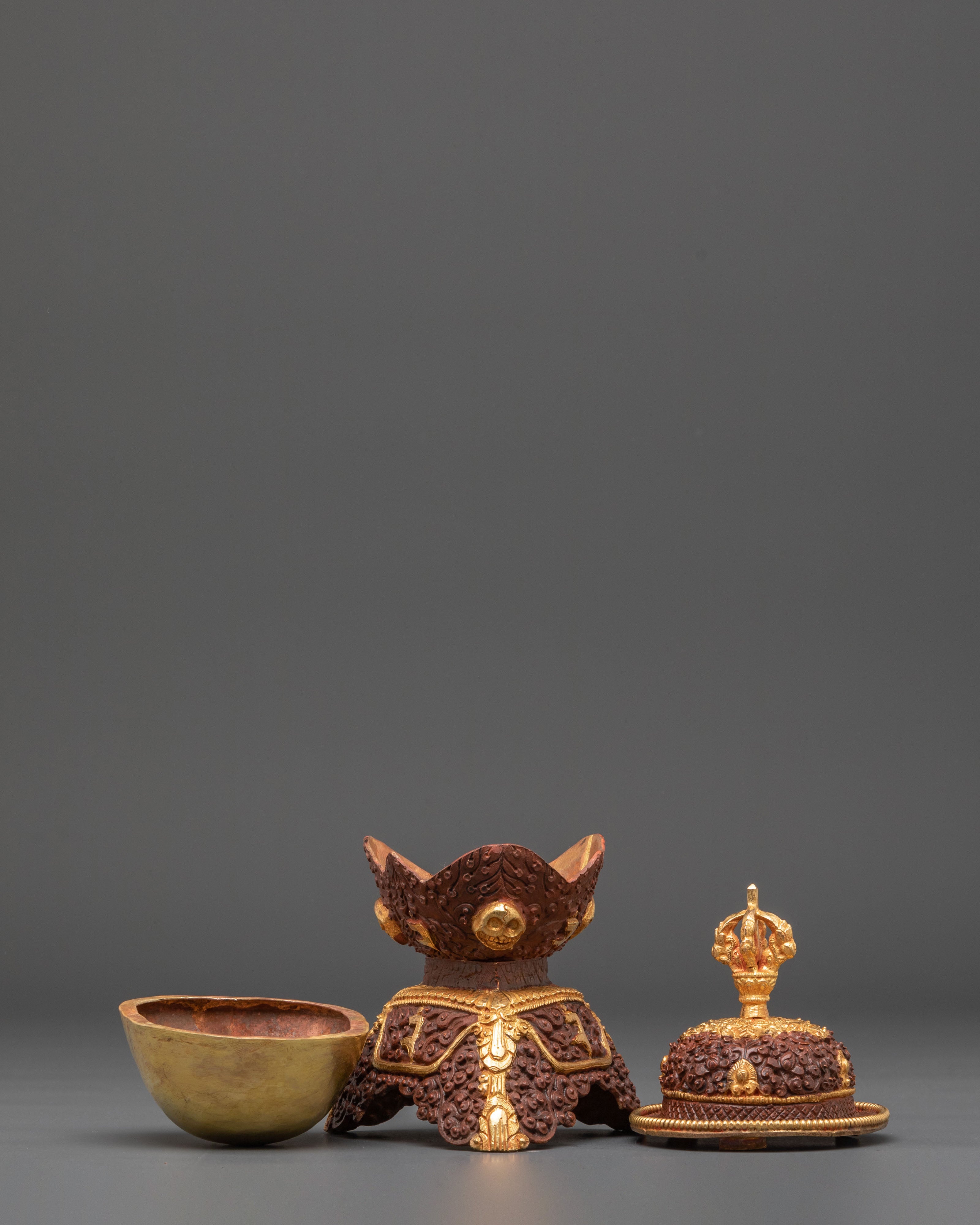 Oxidized Copper Kapala | Gold Plated Kapala