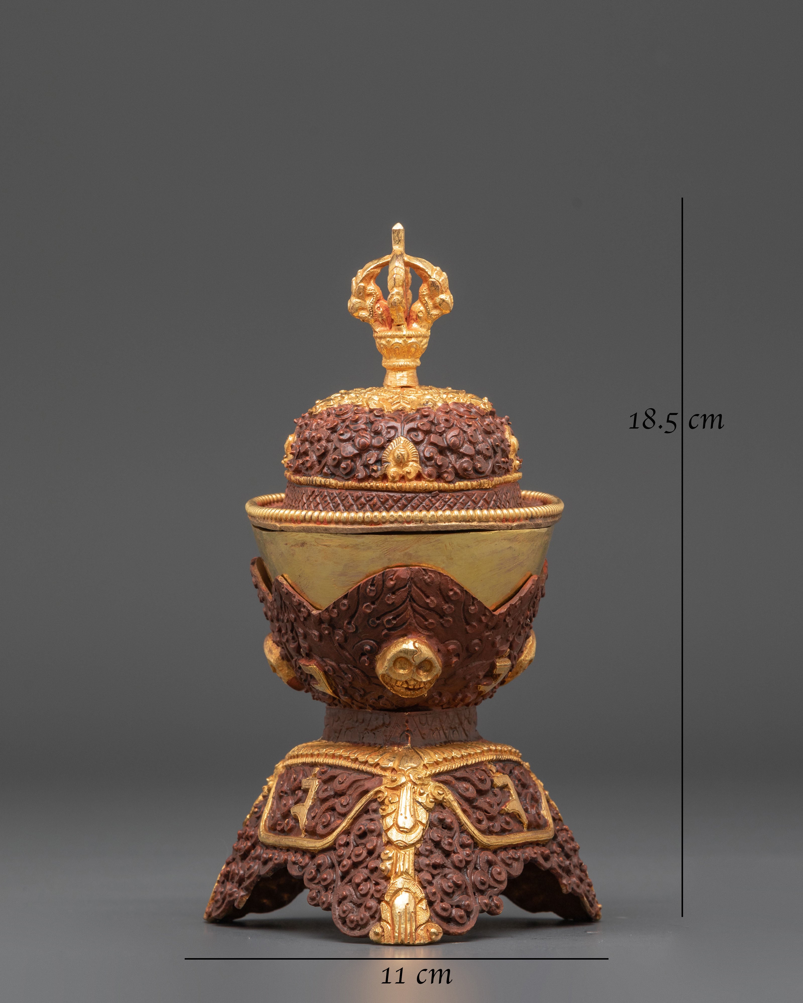 Oxidized Copper Kapala | Gold Plated Kapala
