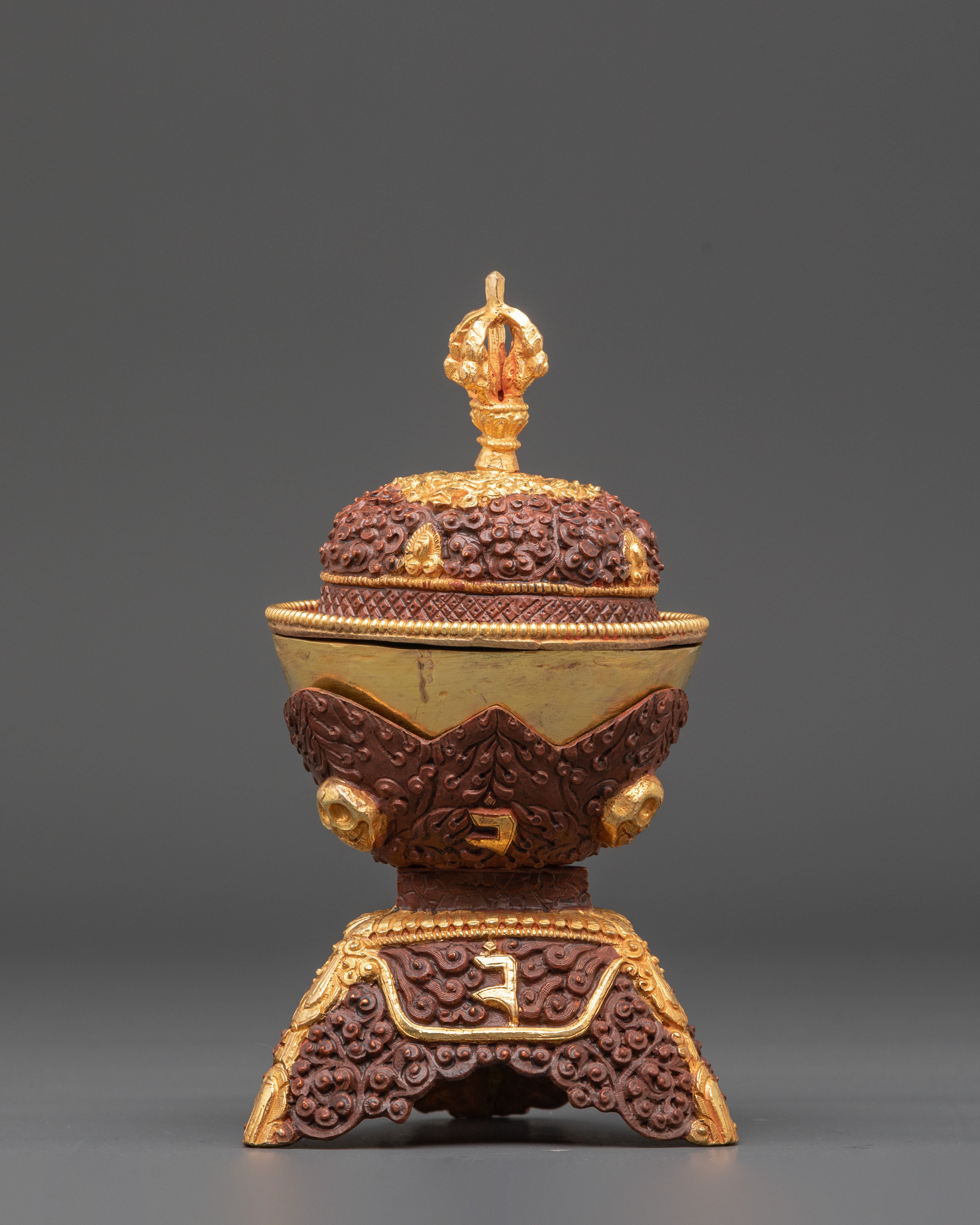 Oxidized Copper Kapala | Gold Plated Kapala