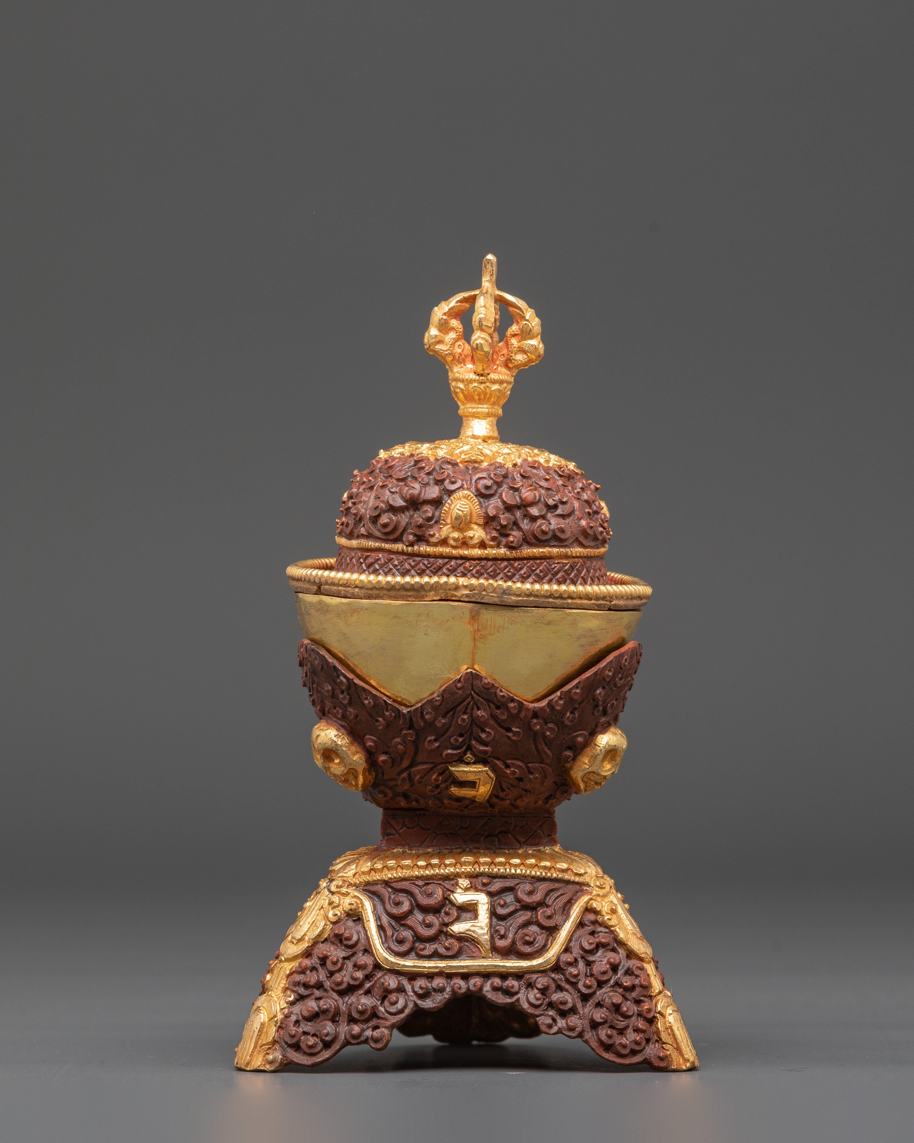Oxidized Copper Kapala | Gold Plated Kapala