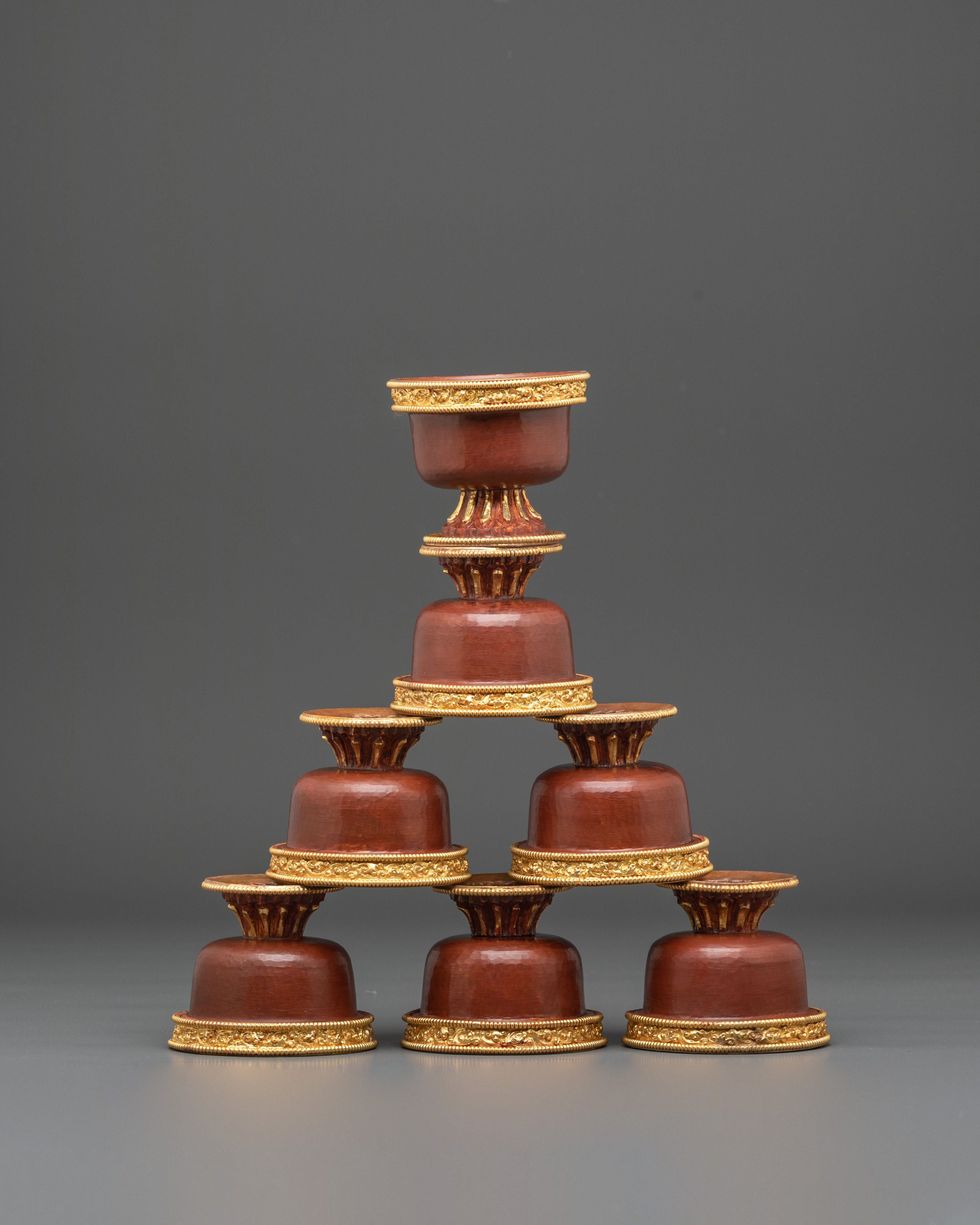 Sacred Buddhist Ritual Offering Bowl Set | Tibetan Altar Water Offering Bowls