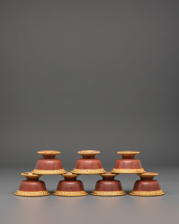Tibetan Gold Plated Offering Bowl Set | Buddhist Ritual and Altar Decor