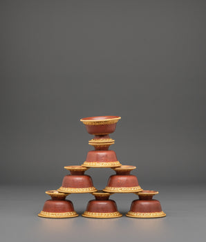 Tibetan Gold Plated Offering Bowl Set | Buddhist Ritual and Altar Decor