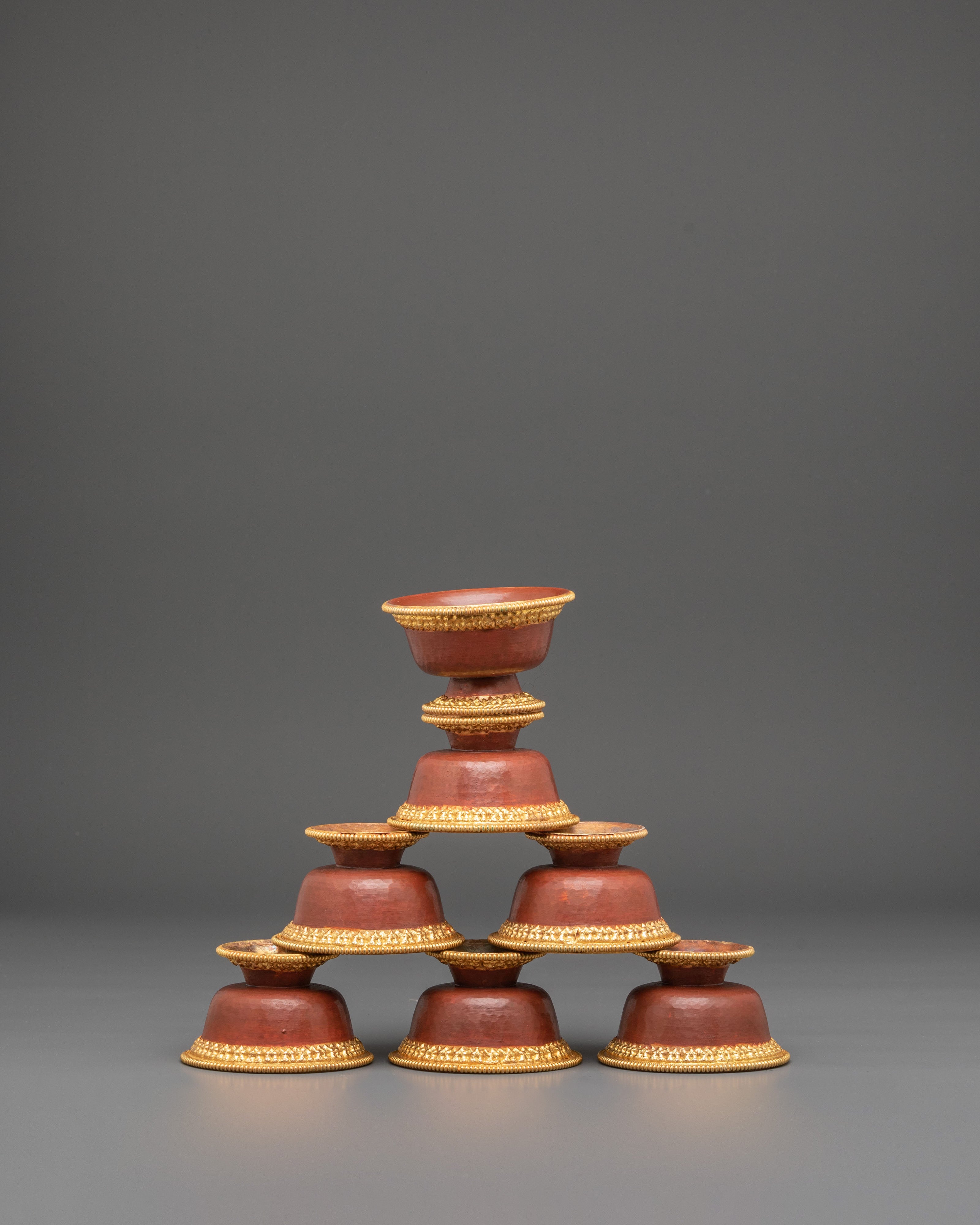 Tibetan Gold Plated Offering Bowl Set | Buddhist Ritual and Altar Decor