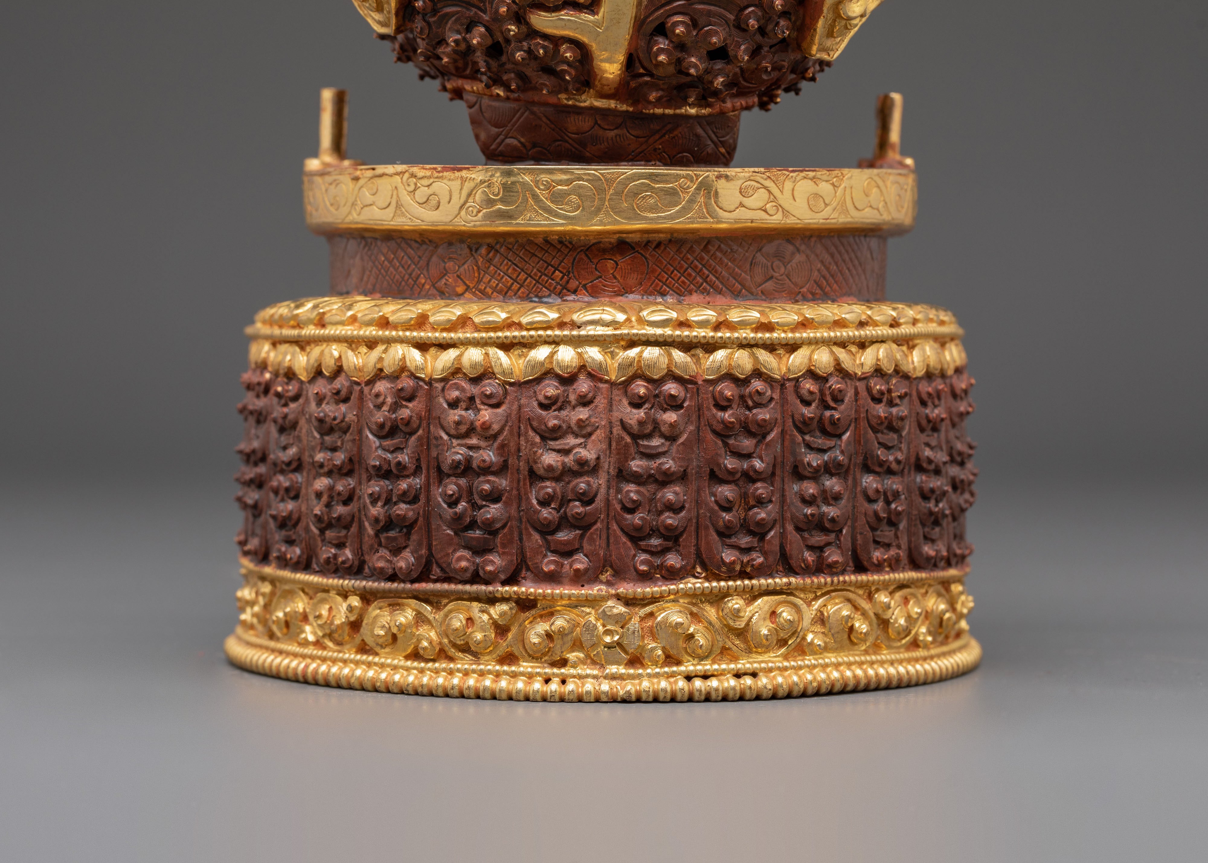 Handmade Gold Plated Kapala Set | Tibetan Ritual Skull Cup Offering Set