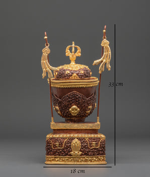 Handmade Gold Plated Kapala Set | Tibetan Ritual Skull Cup Offering Set