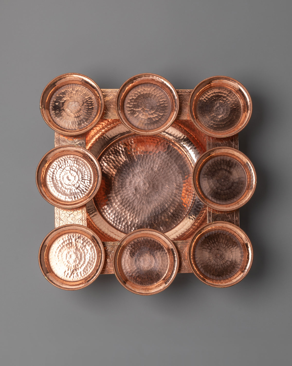 Copper Buddhist Water Offering Set | Traditional Tibetan Ritual Offering Vessel