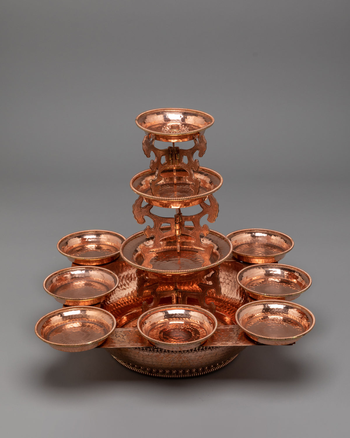Copper Buddhist Water Offering Set | Traditional Tibetan Ritual Offering Vessel