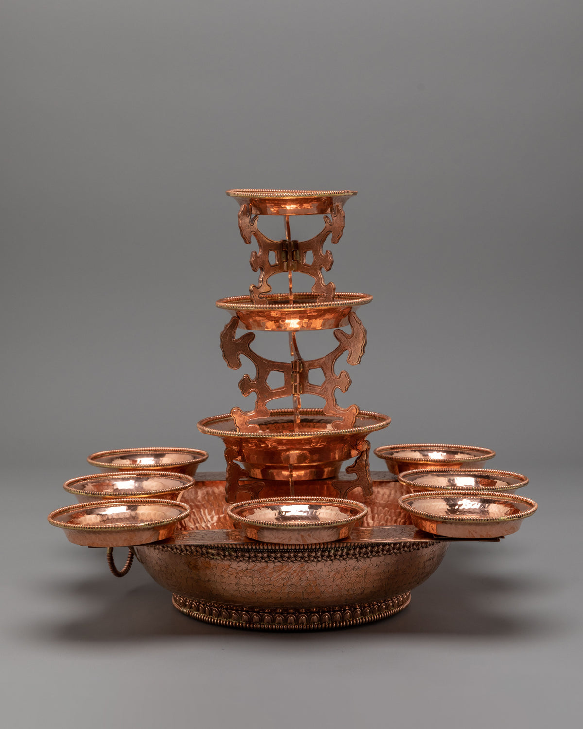 Copper Buddhist Water Offering Set | Traditional Tibetan Ritual Offering Vessel