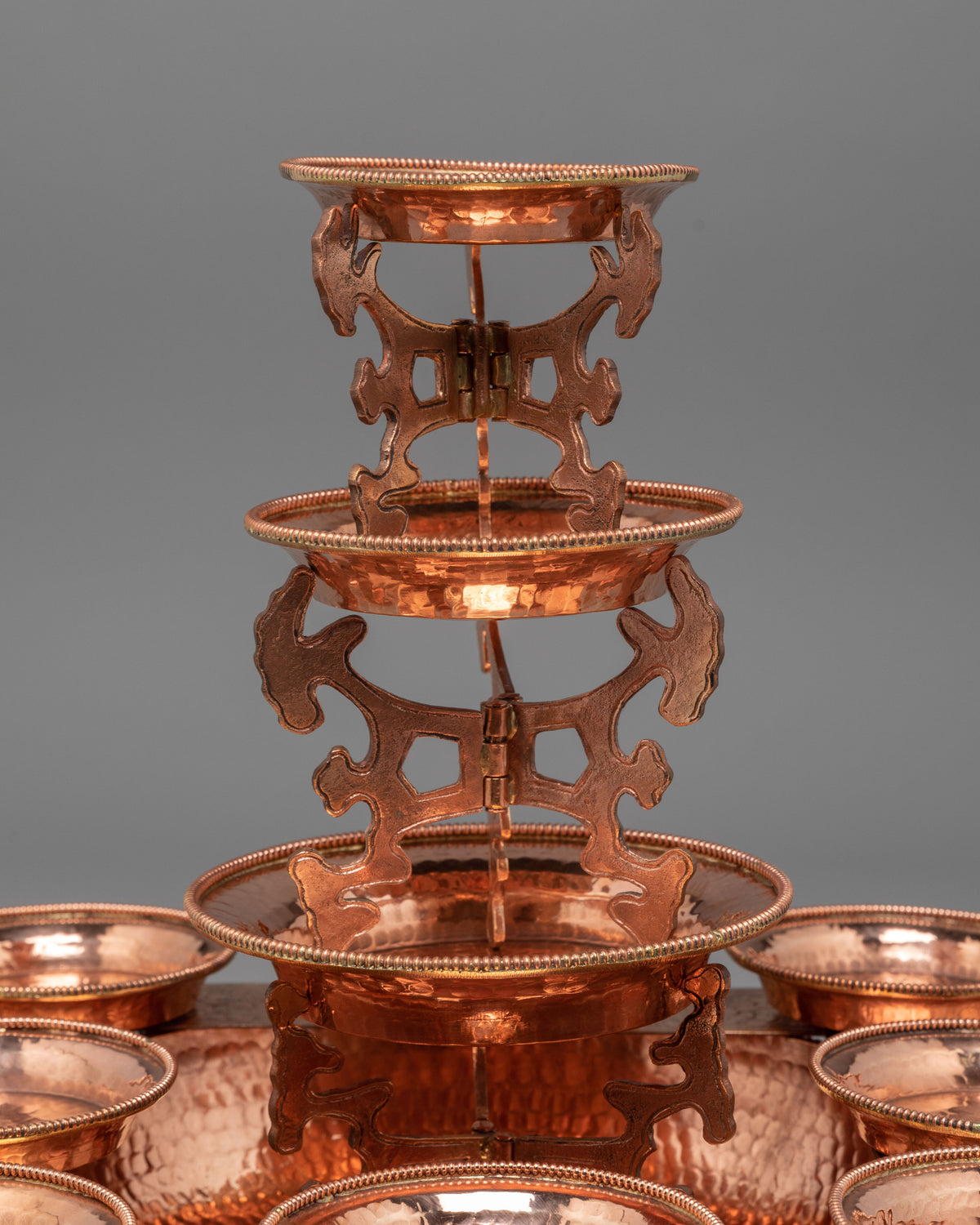 Copper Buddhist Water Offering Set | Traditional Tibetan Ritual Offering Vessel