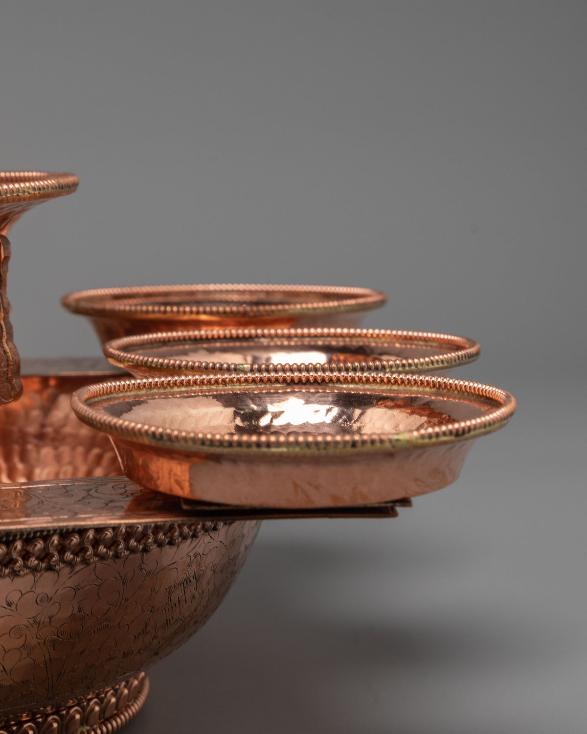 Copper Buddhist Water Offering Set | Traditional Tibetan Ritual Offering Vessel