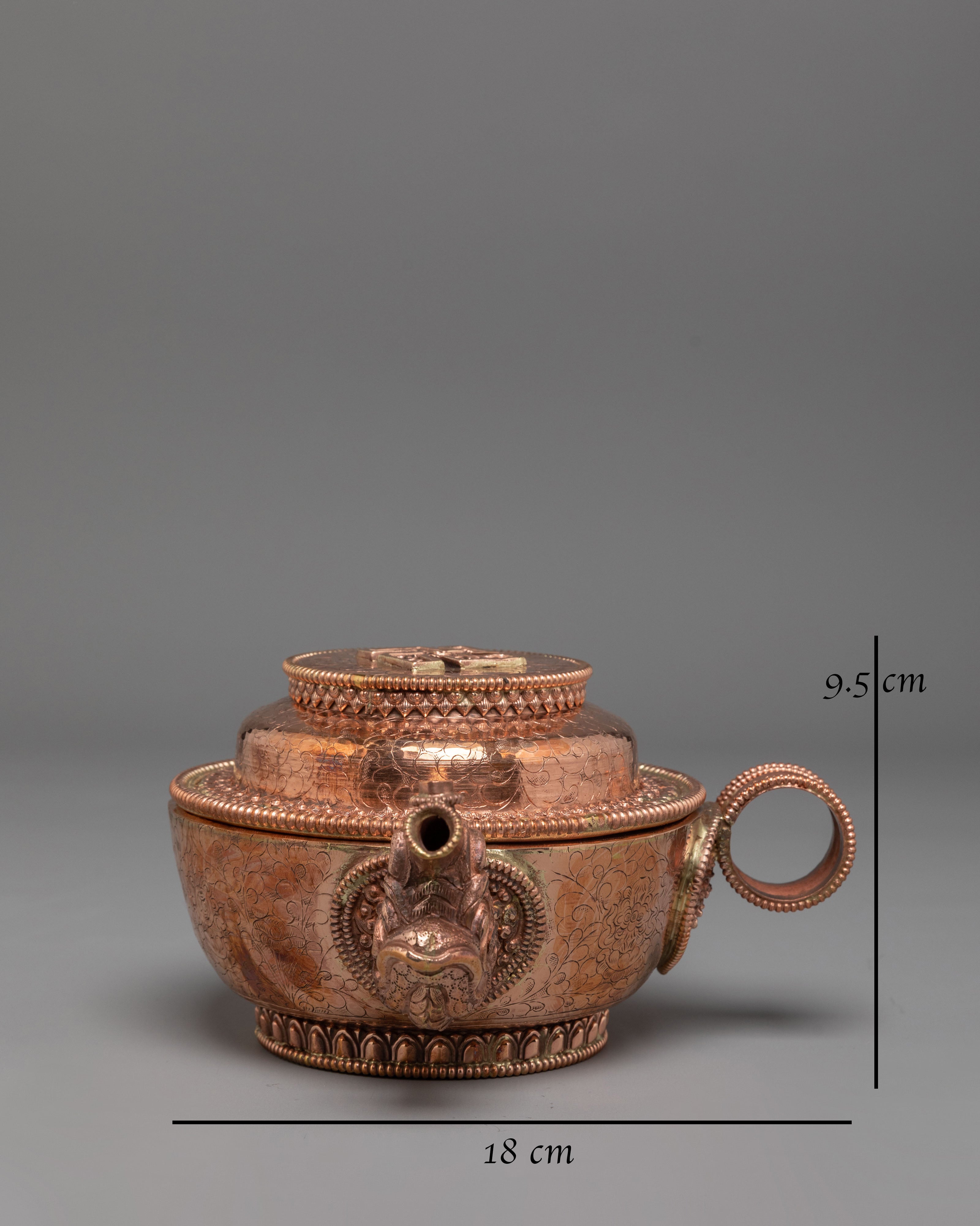 Copper Buddhist Water Offering Set | Traditional Tibetan Ritual Offering Vessel