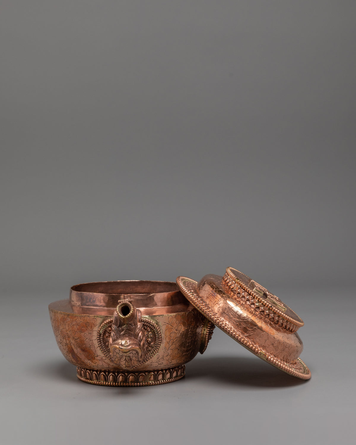 Copper Buddhist Water Offering Set | Traditional Tibetan Ritual Offering Vessel