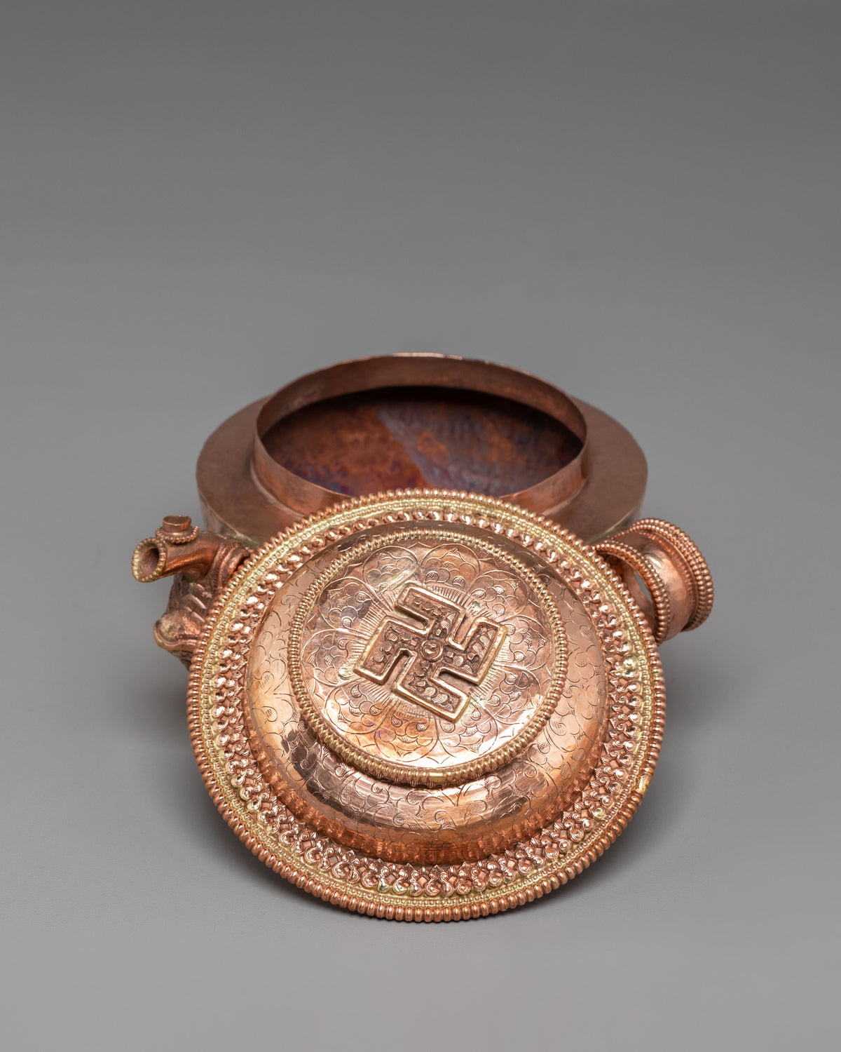 Copper Buddhist Water Offering Set | Traditional Tibetan Ritual Offering Vessel