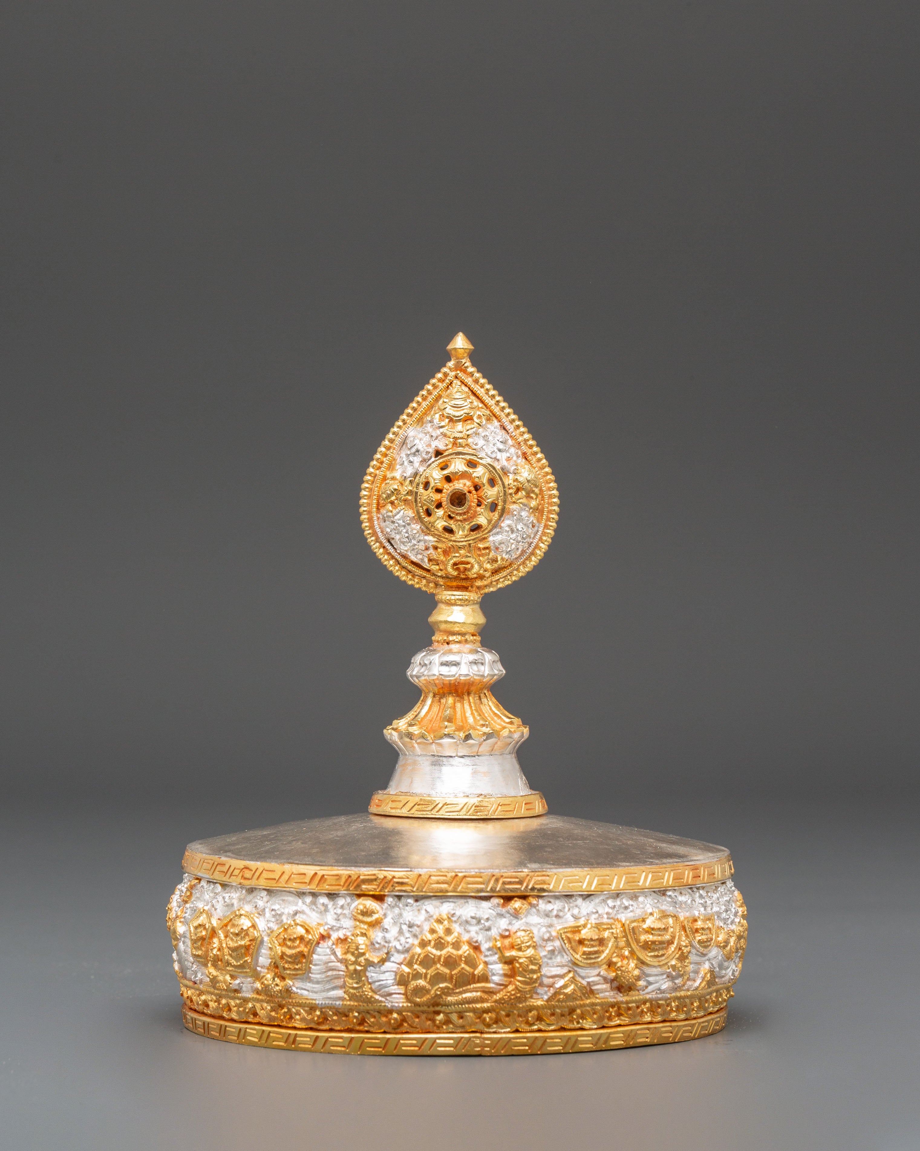 Silver Gold Plated Mandala | Tibetan Symbol of Balance and Enlightenment
