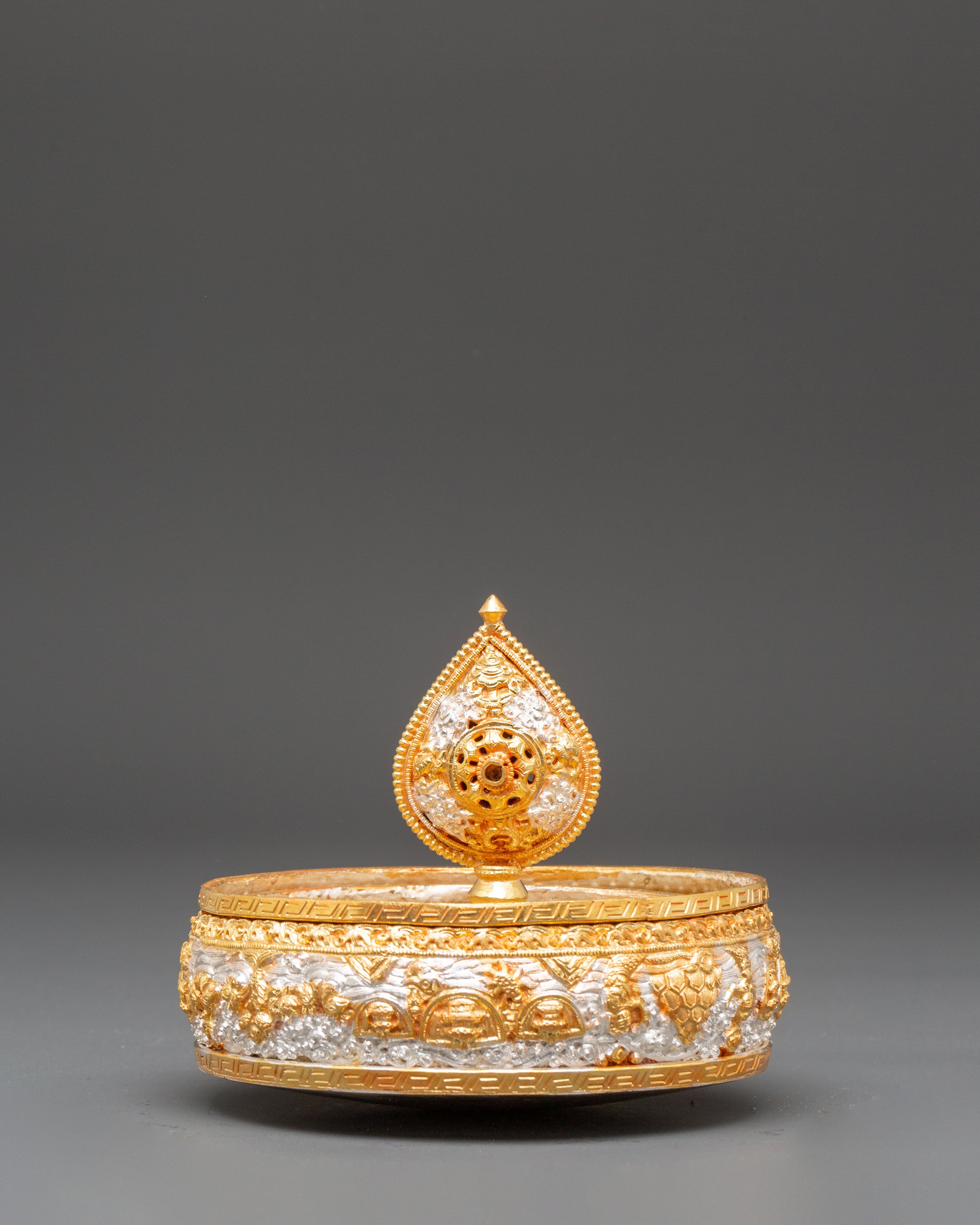 Silver Gold Plated Mandala | Tibetan Symbol of Balance and Enlightenment