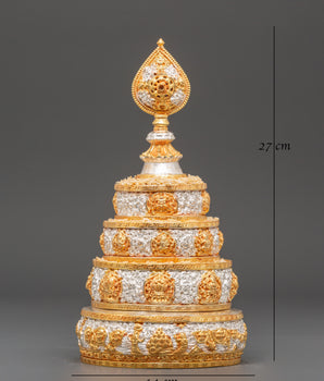 Silver Gold Plated Mandala | Tibetan Symbol of Balance and Enlightenment