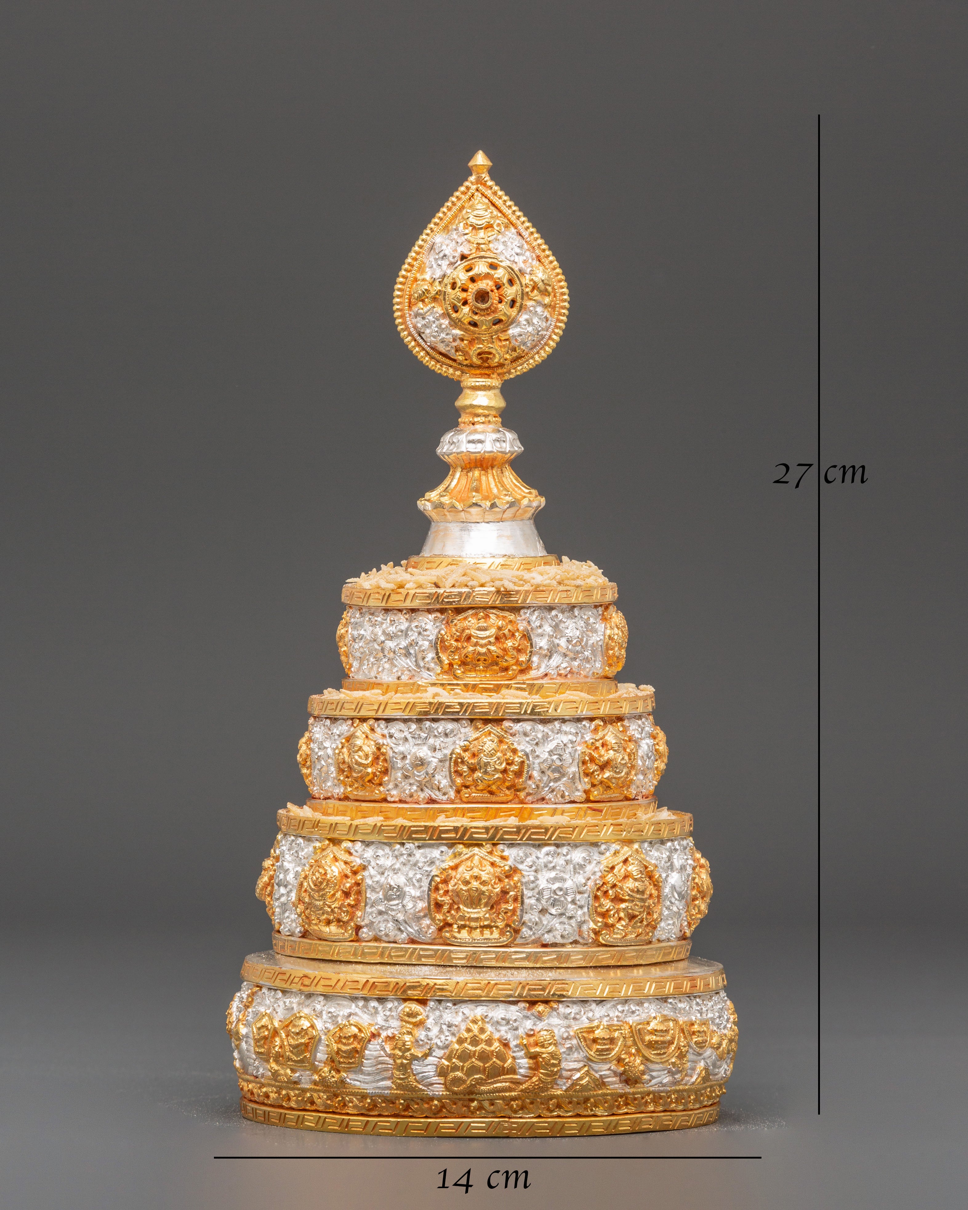 Silver Gold Plated Mandala | Tibetan Symbol of Balance and Enlightenment
