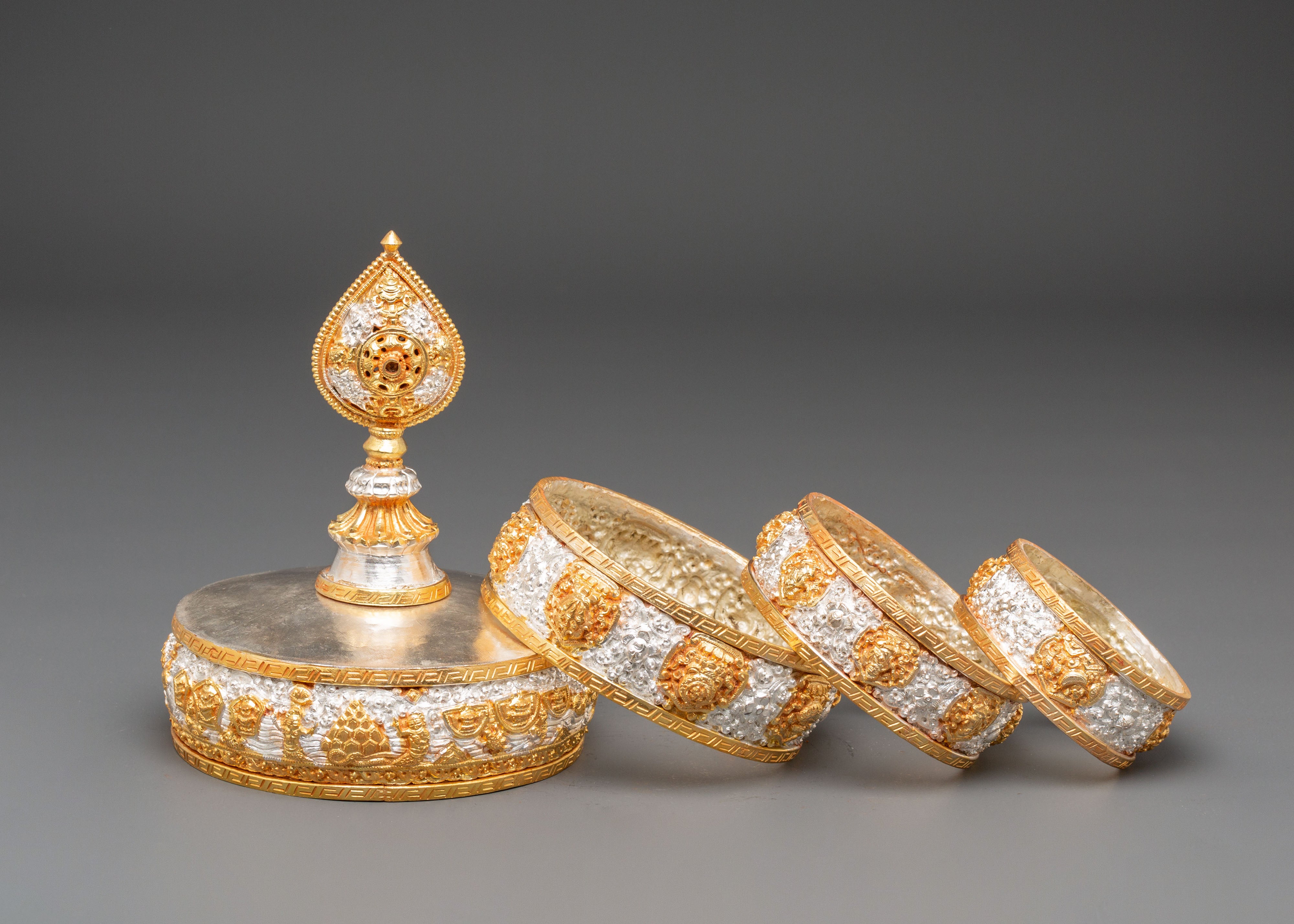 Silver Gold Plated Mandala | Tibetan Symbol of Balance and Enlightenment